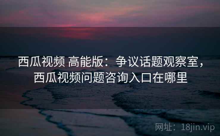 西瓜视频 高能版：争议话题观察室，西瓜视频问题咨询入口在哪里